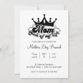 Modern Black Crown MOM Queen of my life Invitation 招待状 (正面)