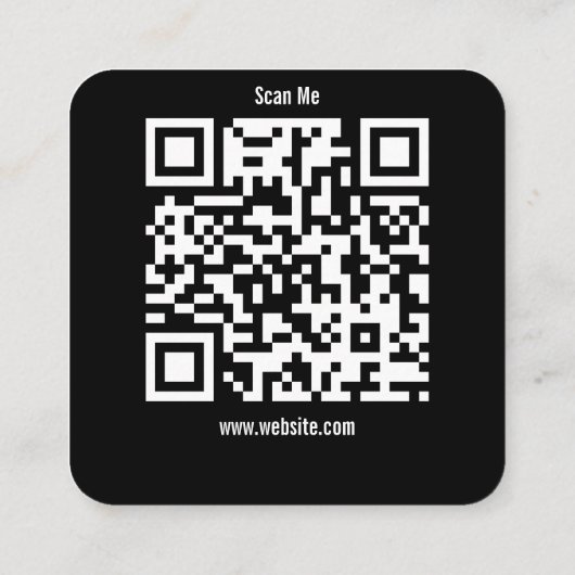 Modern Black Custom Logo and QR Code スクエア名刺 (裏面)
