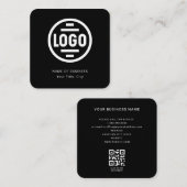 Modern Black Custom Logo and QR Code Square Busine スクエア名刺 (正面/裏面)