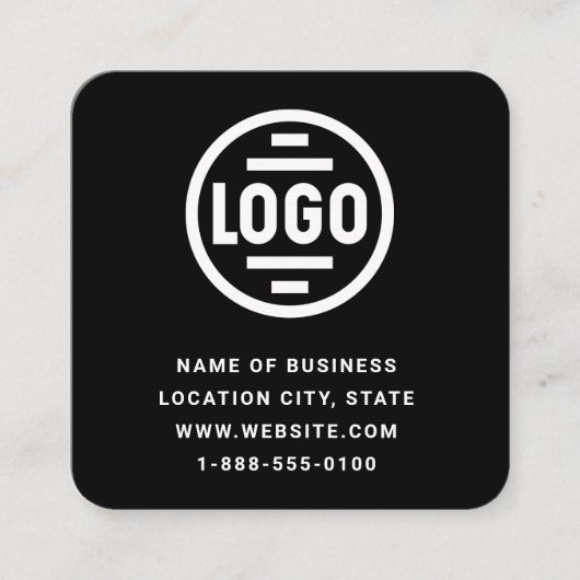 Modern Black Custom Logo and QR Code Square Busine スクエア名刺 (正面)