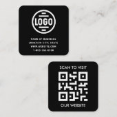 Modern Black Custom Logo and QR Code Square Busine スクエア名刺 (正面/裏面)