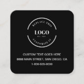 Modern Black Custom Logo Business Card QR code スクエア名刺 (正面)