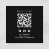 Modern Black Custom Logo QR Code スクエア名刺 (裏面)