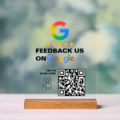 Modern Black Custom Logo QR Code Review Sign アクリルサイン (ニュートラル)