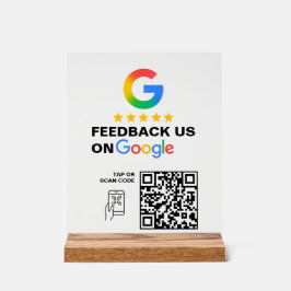 Modern Black Custom Logo QR Code Review Sign アクリルサイン