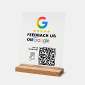 Modern Black Custom Logo QR Code Review Sign アクリルサイン (傾斜)
