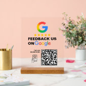 Modern Black Custom Logo QR Code Review Sign アクリルサイン (ウェディング)