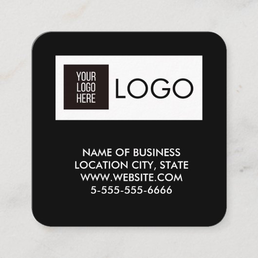 Modern Black Custom Logo & QR Code Square Business スクエア名刺 (正面)