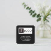 Modern Black Custom Logo & QR Code Square Business スクエア名刺 (スタンド正面)