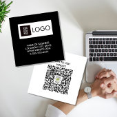Modern Black Custom Logo & QR Code Square Business スクエア名刺