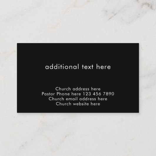 Modern Black Custom Text Christian Church Pastor 名刺 (裏面)