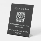 Modern Black Custom Text Scan to Pay QR Code Sign 台座サイン (正面)