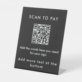 Modern Black Custom Text Scan to Pay QR Code Sign 台座サイン