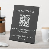 Modern Black Custom Text Scan to Pay QR Code Sign 台座サイン (インサイチュ)