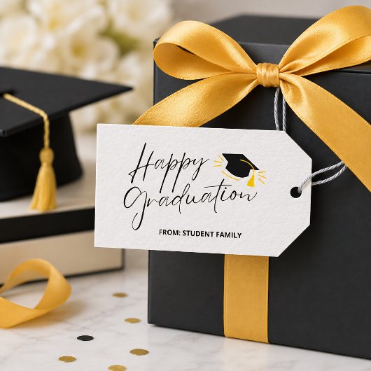 Modern Black Customizable Graduation Gift Tag ギフトタグ