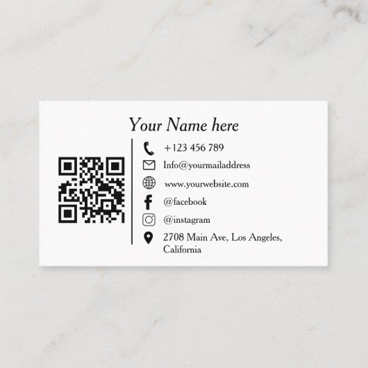 Modern Black Dental Clinic Logo QR Code Dentist 名刺 (裏面)