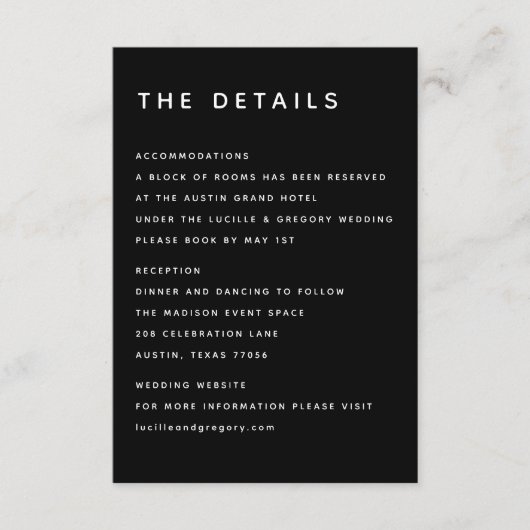 Modern Black Editorial All Caps エンクロージャーカード (正面)