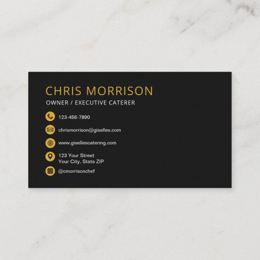 Modern Black Elegant Catering Food 名刺 (裏面)