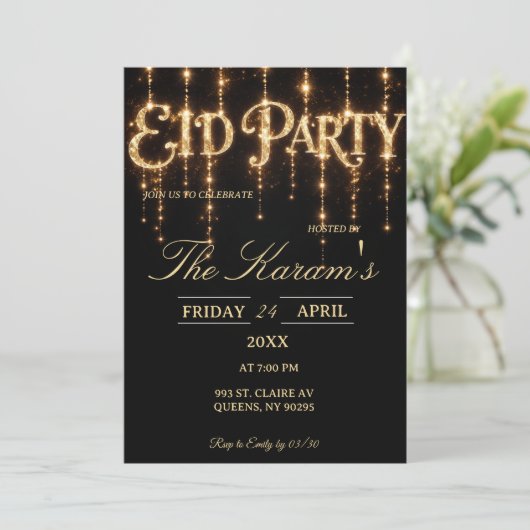 Modern Black elegant Eid Party Invitation 招待状 (スタンド正面)