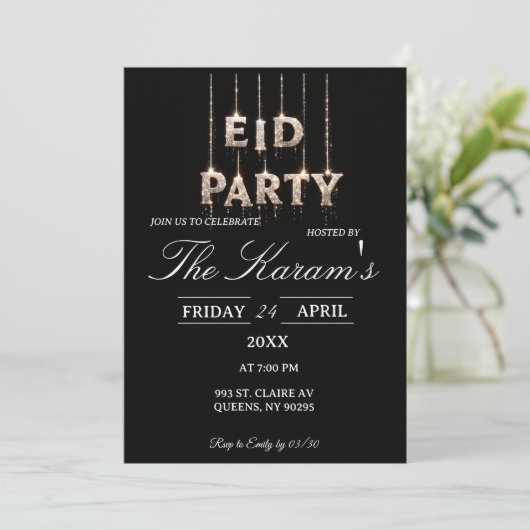 Modern Black elegant Eid Party Invitation 招待状 (スタンド正面)