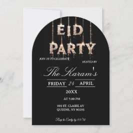 Modern Black elegant Eid Party Invitation Card 招待状