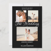 Modern Black Elegant Script Photo Classic Wedding  招待状 (正面)