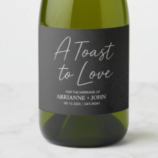 Modern Black Elegant Wedding Sparkling Wine Label スパークリングワインラベル