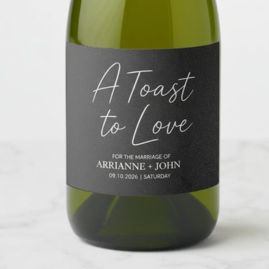 Modern Black Elegant Wedding Sparkling Wine Label スパークリングワインラベル