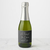 Modern Black Elegant Wedding Sparkling Wine Label スパークリングワインラベル (正面)