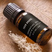 Modern Black Essential Oil Dropper Bottle Wrapper ラベル