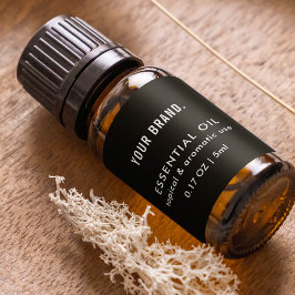Modern Black Essential Oil Dropper Bottle Wrapper ラベル