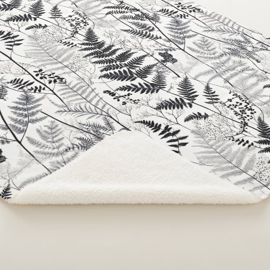Modern black fern pattern  シェルパブランケット (3/4)