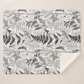 Modern black fern pattern  シェルパブランケット (正面(横))