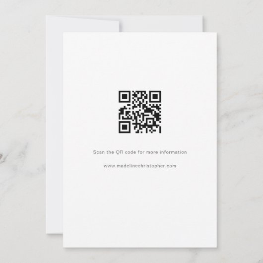 Modern Black Floral QR Code Wedding 招待状 (裏面)