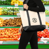 Modern Black Floral Wreath Split Monogram "A" トートバッグ