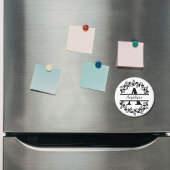 Modern Black Floral Wreath Split Monogram "A" マグネット