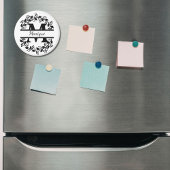 Modern Black Floral Wreath Split Monogram "M" マグネット