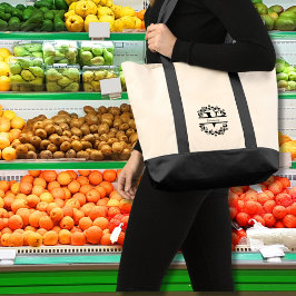 Modern Black Floral Wreath Split Monogram "V" トートバッグ