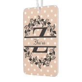 Modern Black Floral Wreath Split Monogram "X" カーエアーフレッシュナー (左)