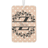 Modern Black Floral Wreath Split Monogram "X" カーエアーフレッシュナー (裏面)