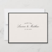 Modern Black Frame Ivory Wedding Thank You Card 招待状 (正面)