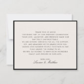 Modern Black Frame Ivory Wedding Thank You Card 招待状 (裏面)
