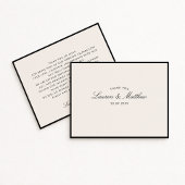 Modern Black Frame Ivory Wedding Thank You Card 招待状