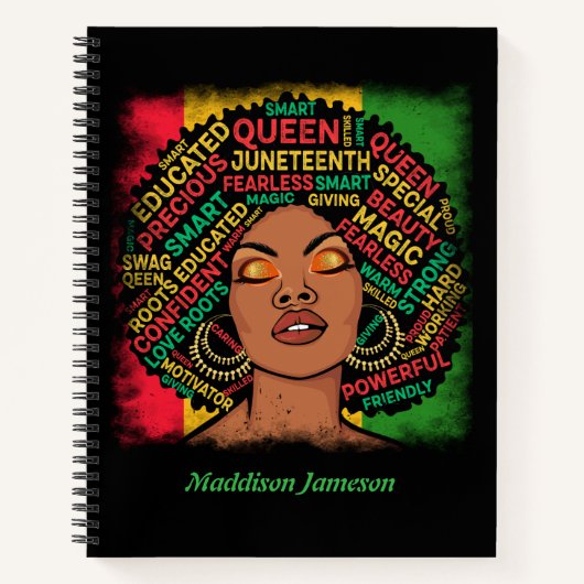 Modern Black Girl Typography Script Motivational  ノートブック (正面)