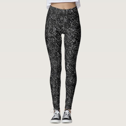 Modern Black Glitter Sparkle Leggings レギンス (正面)