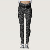 Modern Black Glitter Sparkle Leggings レギンス (正面)