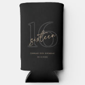 Modern Black Gold 16th Birthday Party スリム缶クーラー (正面)