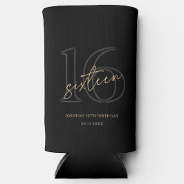 Modern Black Gold 16th Birthday Party スリム缶クーラー