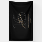 Modern Black Gold 16th Birthday Party Banner 横断幕 (縦)