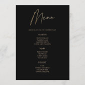 Modern Black Gold 16th Birthday Party Menu Card 招待状 (正面)